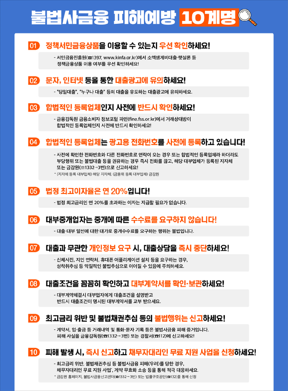 불법사금융 피해 예방 십계명 