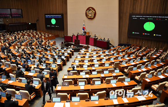 16일 서울 여의도 국회에서 열린 본회의에서 2차 종합특검법안이 가결되고 있다. [사진=곽영래 기자]