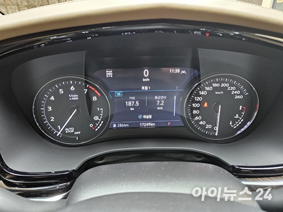 XT6를 타고 180km를 달린 결과 연비 7.2km/L를 기록했다. [사진=홍성효 기자]