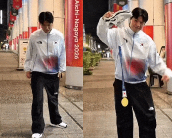 최우진 선수가 SNS에 올렸다가 삭제한 영상 캡처. [사진=온라인 커뮤니티]