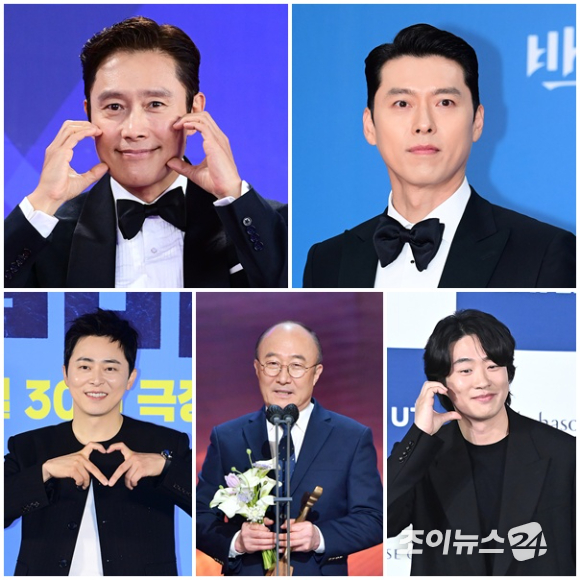 배우 이병헌 현빈 조정석 윤주상 안재홍이 '제34회 부일영화상' 남우주연상 후보에 올랐다. [사진=조이뉴스24 DB, KBS ]