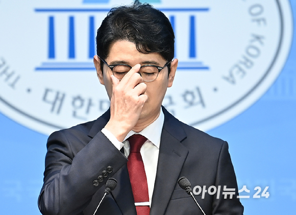 주진우 국민의힘 의원이 24일 오전 서울 여의도 국회 소통관에서 당대표 출마선언 기자회견을 하고 있다. [사진=곽영래 기자]