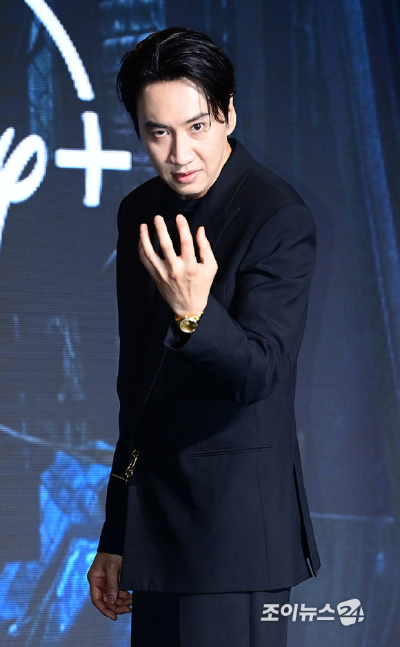 배우 이광수가 27일 서울 영등포구 여의도동 콘래드 서울 호텔에서 열린 디즈니+ 오리지널 시리즈 '골드랜드' 제작발표회에 참석하고 있다. [사진=정소희 기자]