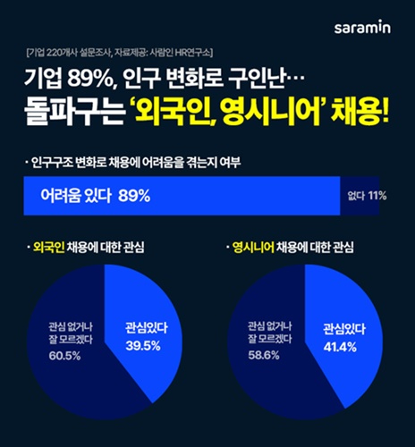 사람인 '인구구조 변화에 따른 구인난과 대응 현황' 요약. [사진=사람인]