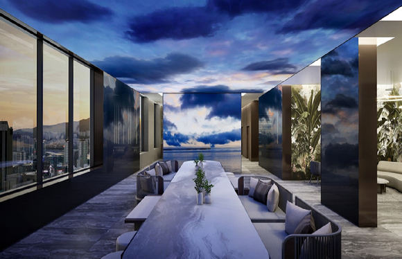 대우건설 써밋(SUMMIT) 스카이라운지 미디어파사드. [사진=대우건설]