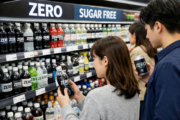 소비자가 제로 음료를 살펴보고 있다. [사진=AI생성 이미지]