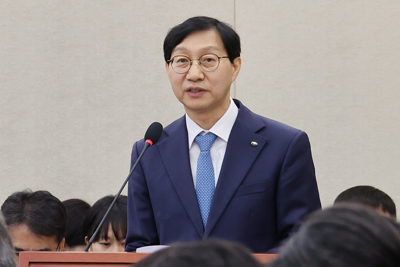 김성주 국민연금공단 이사장이 14일 국회에서 열린 보건복지위원회 국정감사에서 업무 보고를 하고 있다. 2026.10.14 [사진=연합뉴스]