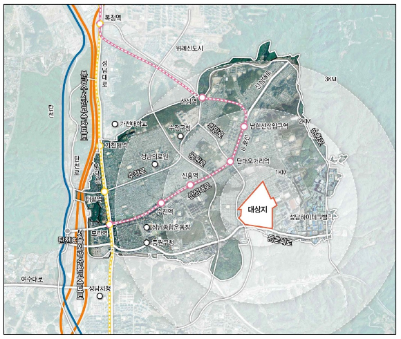 경기도 성남시 상대원3구역 재개발 사업 위치도. [사진=한국토지주택공사(LH)]