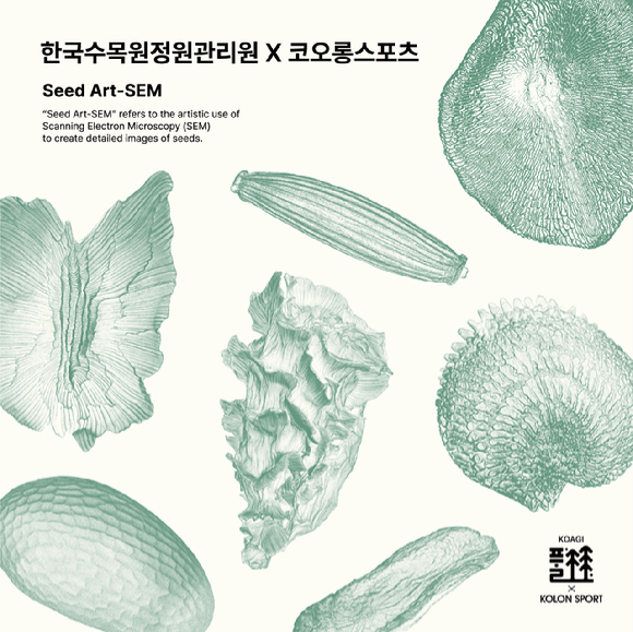 코오롱스포츠는 한국수목원정원관리원의 가든샵 브랜드 풀림과 협업해 산림생물다양성 보전 메시지를 담은 협업 상품 8종을 출시한다. [사진=코오롱FnC]