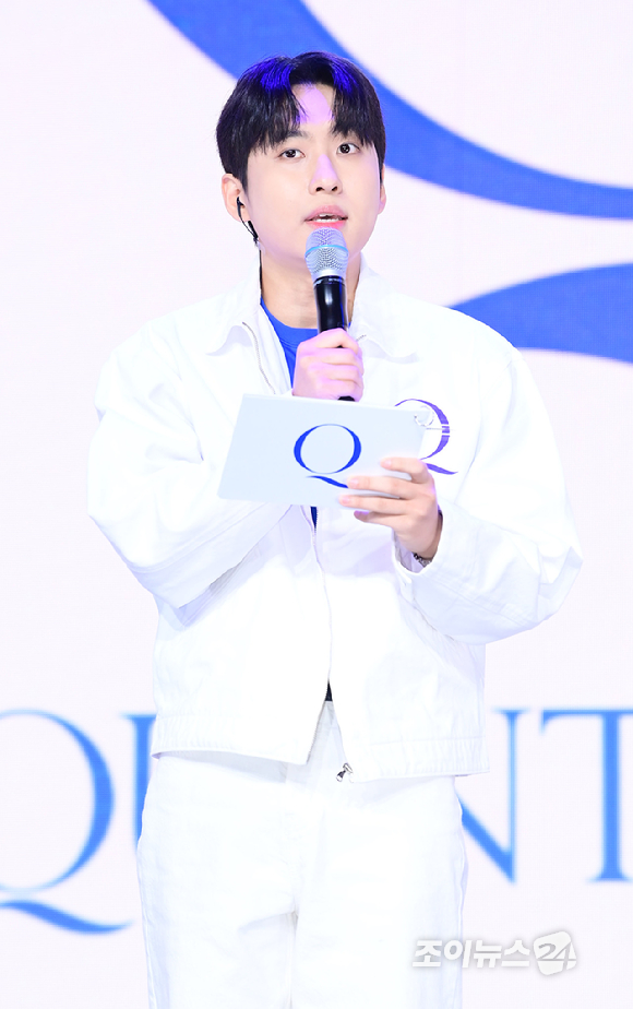 방송인 미미미누가 18일 오후 서울 마포구 상암동 큐브컨벤션센터에서 열린 TAEYANG 정규 4집 'QUINTESSENCE'(퀸테센스) 음감회에 MC로 참석하고 있다. [사진=정소희 기자]