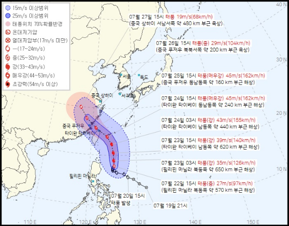 태풍 개미 이동 예상 경로 [사진=기상청]