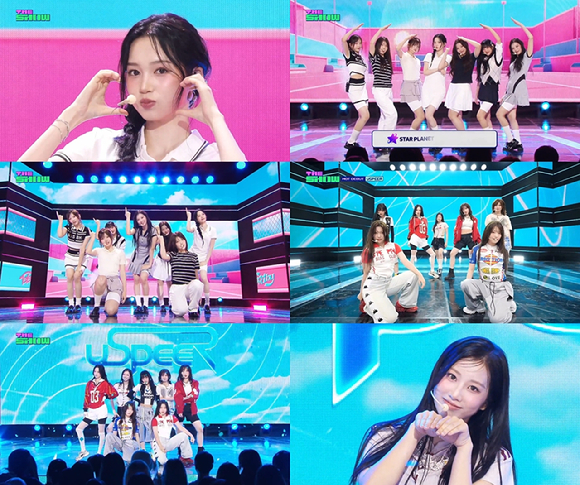 유스피어가 '더쇼'에서 무대를 선보이고 있다. [사진=더블유엠엔터테인먼트]