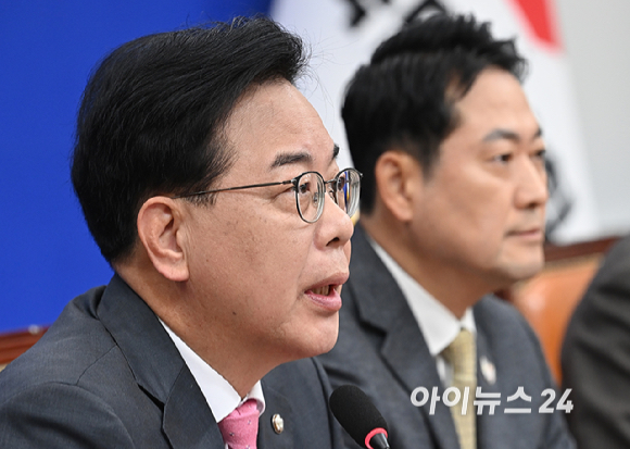 송언석 국민의힘 원내대표가 27일 서울 여의도 국회에서 열린 최고위원회의에서 발언하고 있다. [사진=곽영래 기자]