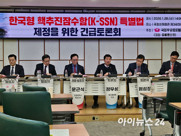 문근식 한양대학교 특임교수가 28일 국회에서 진행된 '한국형 핵추진잠수함(K-SSN) 특별법 제정을 위한 긴급토론회'에서 발언하고 있다. [사진=최란 기자]