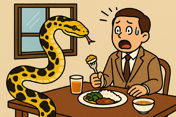 강원도 양양의 한 호텔 객실에서 외래 비단뱀이 발견돼 소방당국이 포획에 나섰다. 사진은 AI로 생성한 이미지로, 본 기사 내용과 무관. [사진=챗GPT]