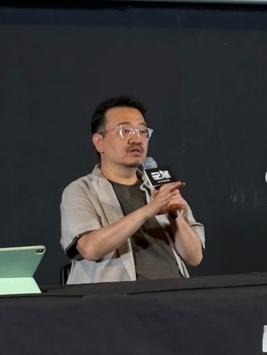 감독 연상호, 배우 박정민, 유튜버 단군이 영화 '군체' GV를 진행했다. [사진=(주)쇼박스]