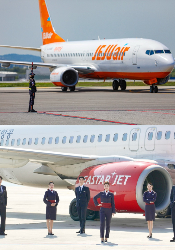 제주항공(위쪽부터), 이스타항공 항공기. [사진=각 사]
