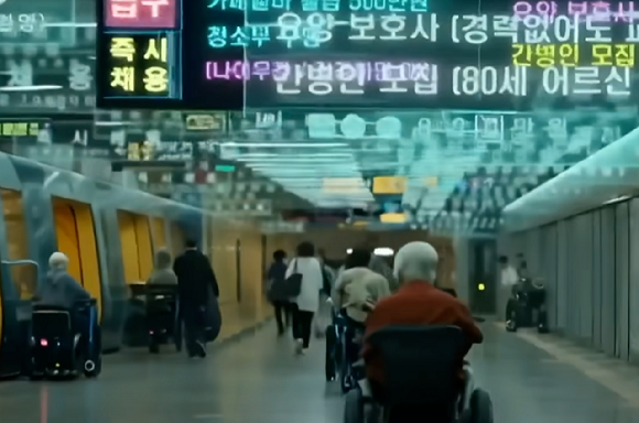 인구 감소가 한국 사회의 심각한 위기로 대두된 가운데, 이를 인공지능(AI)을 활용해 시각적으로 구현한 영상이 나왔다. 사진은 AI가 예측한 한국의 미래. [사진=유튜브 @MBC 'PD수첩']