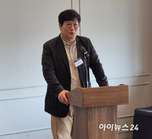 진병욱 케이앤에스아이앤씨 대표이사가 31일 서울 여의도에서 개최한 기업공개(IPO) 간담회에서 발표하고 있다. [사진=성진우 기자]