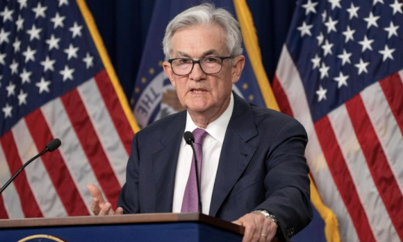 제롬 파월 미국 연방준비제도(Fed) 의장은 2일(현지시간 1일) 5월 FOMC 회의 이후 가진 기자회견에서 금리 인상 가능성을 보고 있지 않는다고 밝혔다. [사진=뉴시스 ]