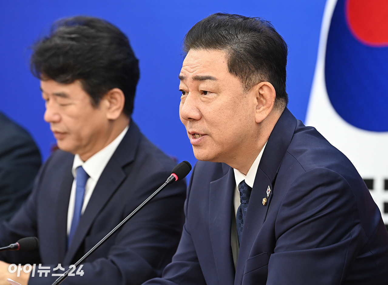 김병기 더불어민주당 원내대표가 1일 오전 국회에서 열린 정책조정회의에서 발언하고 있다. [사진=곽영래 기자]