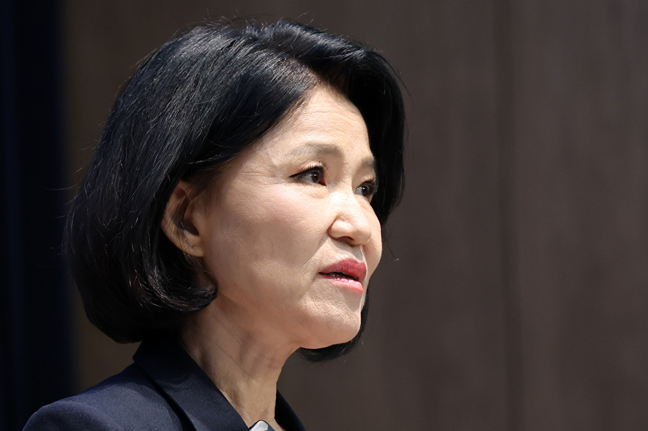 국민의힘 이진숙 의원이 31일 국회 소통관에서 민주당 주도로 본회의에서 통과된 제명 촉구 결의안에 대한 입장과 5&middot;18 유공자 관련 법률 개정안 발의를 위한 기자회견을 하고 있다. 2026.8.31 [사진=연합뉴스]
