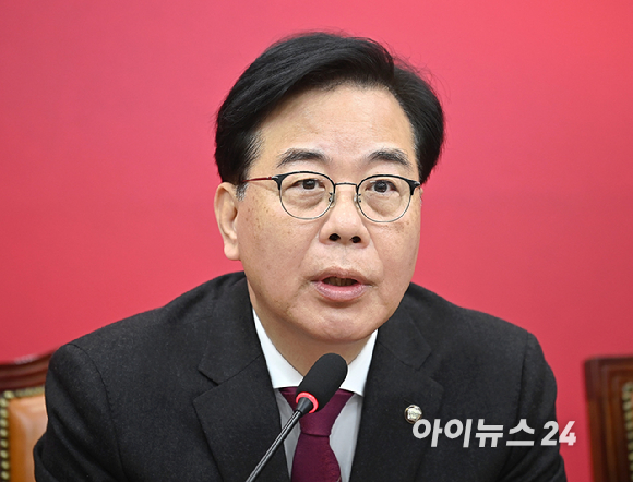 송언석 국민의힘 원내대표가 12일 서울 여의도 국회에서 열린 최고위원회의에서 발언하고 있다. [사진=곽영래 기자]