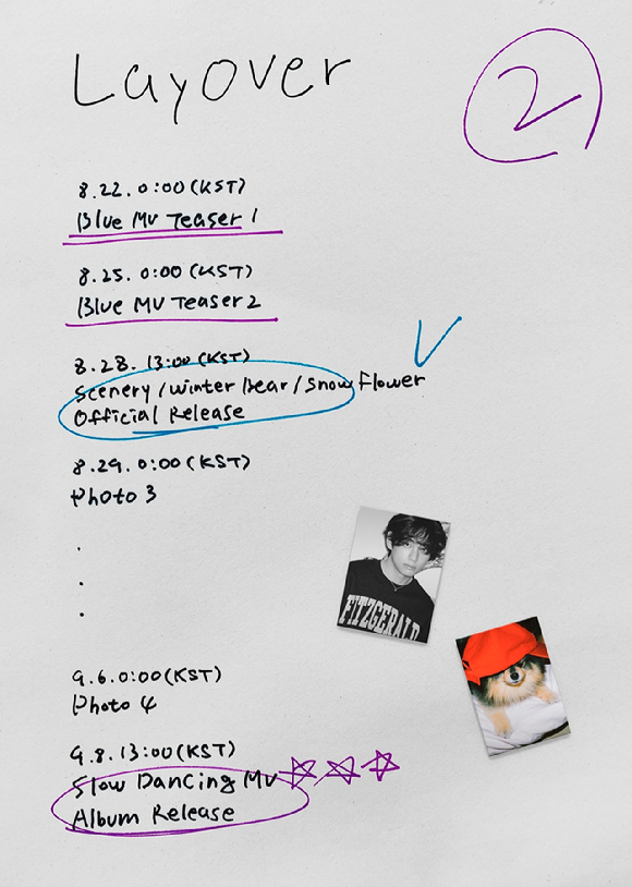 방탄소년단 뷔 신보 'Layover' 2차 프로모션 맵 [사진=빅히트뮤직]