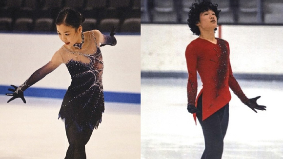 29일(현지시간) 미국 워싱턴DC 인근에서 여객기-헬기 충돌 사고가 발생한 가운데, 사고 여객기에 한국계 10대 피겨스케이팅 선수 2명이 탑승하고 있던 것으로 알려져 안타까움이 더해지고 있다. 사진은 지나 한(왼쪽) 양과 스펜서 레인 군, 보스턴스케이팅클럽 제공. [사진=AP/연합뉴스]