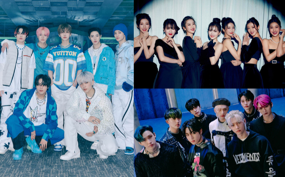 왼쪽부터 시계방향으로 엔씨티 드림, 오마이걸, 스트레이키즈 단체 이미지 [사진=Mnet]