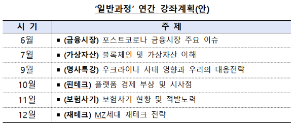 금융감독원 FSS금융아카데미 연간 강좌계획 [사진=금융감독원]