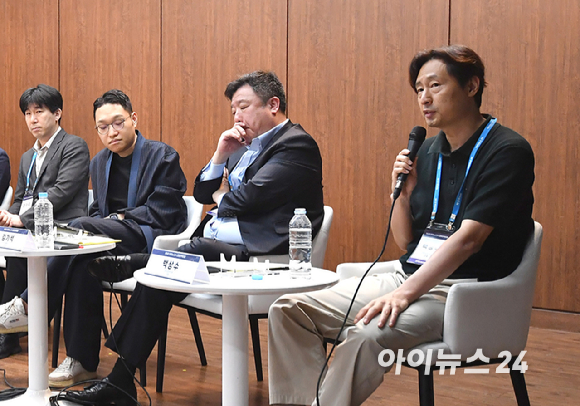 '제6회 아이뉴스24 금융정책포럼'이 '디지털자산기본법 이후, 한국 가상자산 시장의 새로운 질서'를 주제로 18일 서울 중구 은행회관 국제회의실에서 열렸다. 백상수 아이오트러스트 대표가 패널토론에 참석해 발언하고 있다. [사진=곽영래 기자]