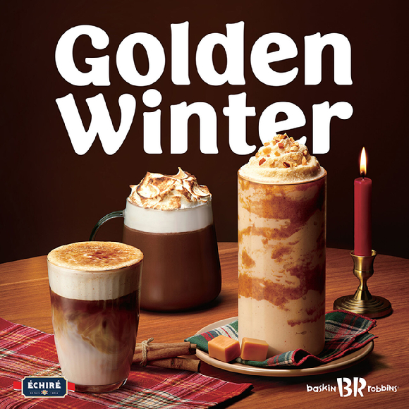 배스킨라빈스가 골든 윈터 콘셉트 시즌 음료 3종을 한정 출시했다. [사진=SPC]
