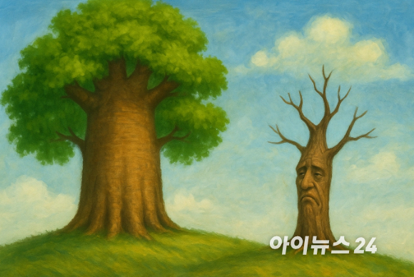 챗GPT로 그려본 성장 속도가 다른 두 나무. [사진=챗GPT]