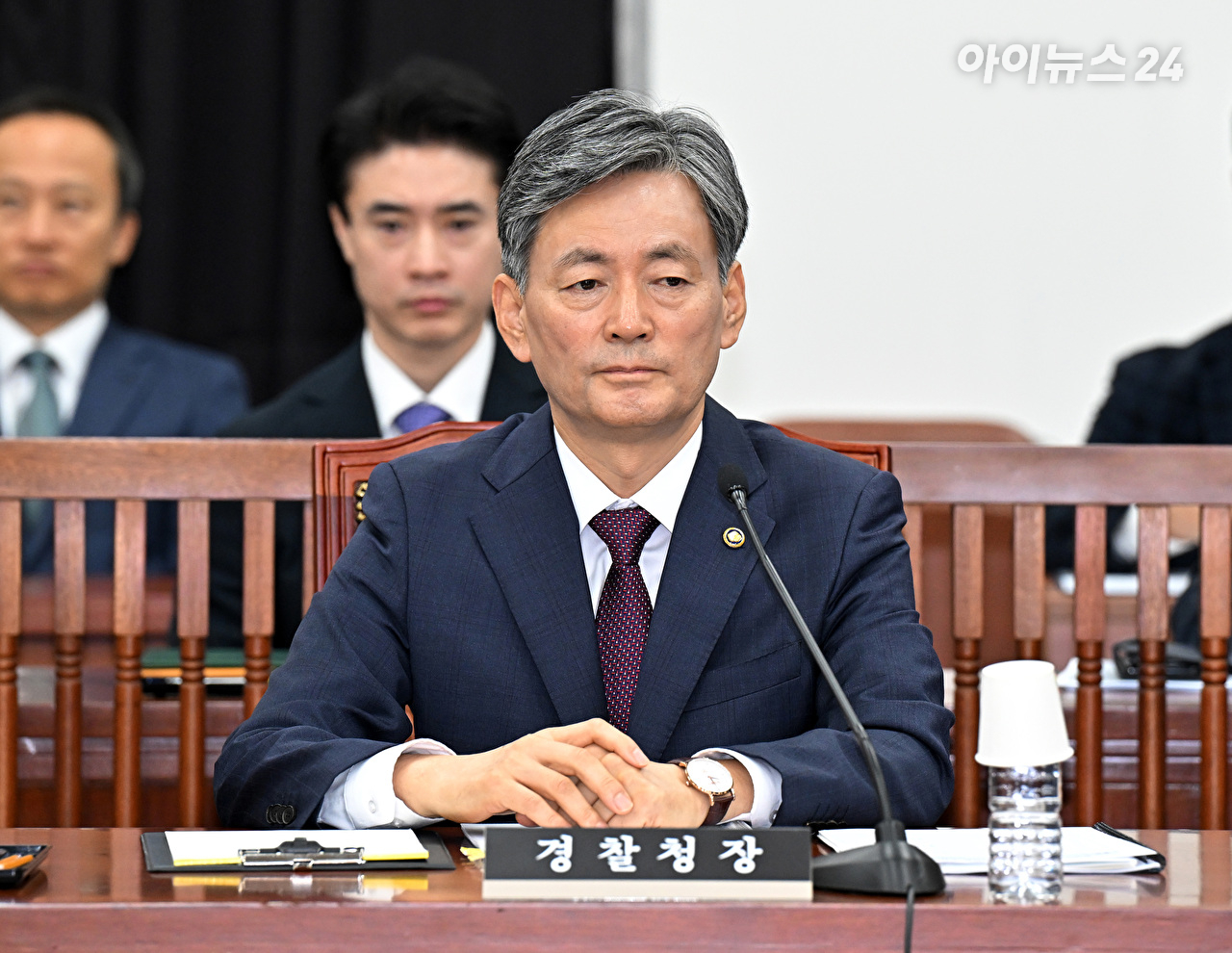 조지호 경찰청장이 31일 오전 서울 여의도 국회에서 열린 정보위원회의 경찰청 등에 대한 국정감사에 출석해 자리하고 있다. [사진=곽영래 기자]