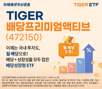 미래에셋자산운용은 한국거래소에 '타이거(TIGER) 배당프리미엄액티브 상장지수펀드(ETF)'를 신규 상장한다. [사진=미래에셋자산운용]