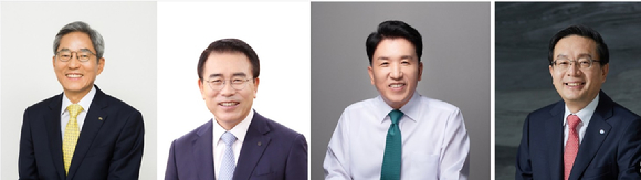 왼쪽부터 윤종규 KB금융지주 회장, 조용병 신한금융지주 회장, 함영주 하나금융지주 회장, 손태승 우리금융지주 회장. [사진=각 사 제공]