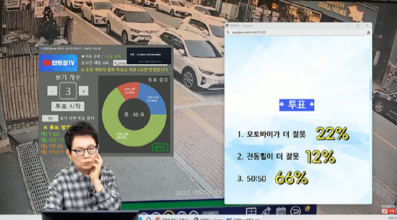 지난 5월 21일 국내 한 왕복 2차선 도로에서 역주행하는 오토바이와 무단횡단하는 전동휠의 교통사고가 발생했다. 영상은 유튜브 채널 '한문철TV' 캡처. [영상=한문철TV]