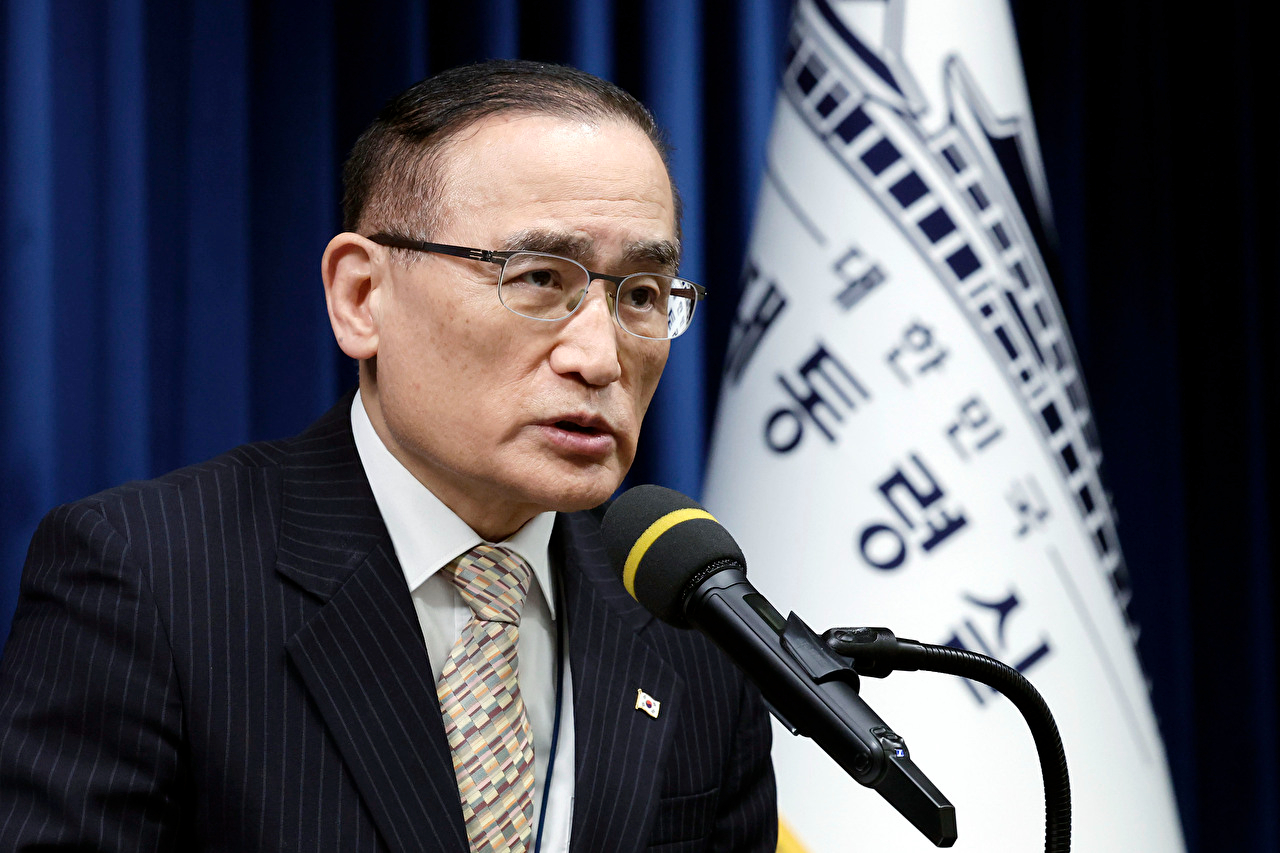 위성락 국가안보실장이 지난 17일 용산 대통령실에서 캄보디아에서 발생한 한국인 대상 납치·감금 범죄에 대한 정부의 대응 현황 관련 브리핑을 하고 있다. 2025.10.17 [대통령실통신사진기자단] [사진=연합뉴스]