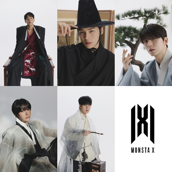 몬스타엑스가 한복을 입고 추석 인사를 하고 있다. [사진=스타쉽엔터테인먼트]