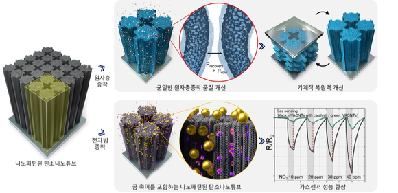 국내 연구팀이 `탄소나노튜브의 원자 침투성 향상을 위한 고정밀 나노패터닝 기술'을 개발했다. [사진=KAIST]