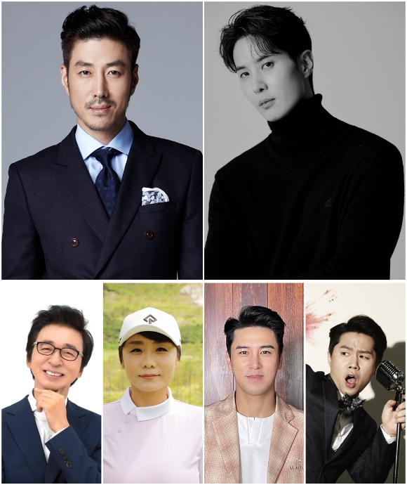 4월 첫방송되는 '골프왕3'에 배우 윤태영, 김지석, 양세형, 장민호, 김미현, 김국진(좌측 상단부터 시계방향)이 함께 한다. [사진=TV조선]