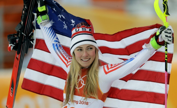 미케일라 시프린(미국)은 지난 2018 평창동계올림픽 여자 대회전에서 금메달을 목에 걸었다. [사진=뉴시스]