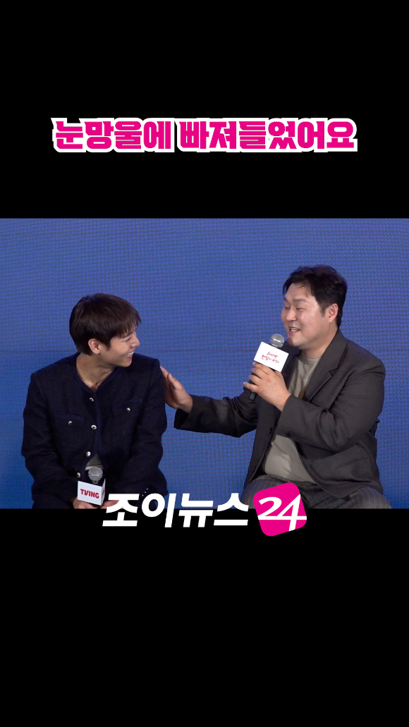 배우 박지훈, 윤경호가 지난 6일 오후 서울 광진구 풀만 앰배서더 서울 이스트폴에서 열린 티빙 오리지널 '취사병 전설이 되다' 제작발표회에 참석해 소감을 말하고 있다. [사진=문수지 기자]