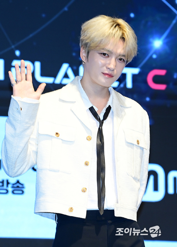 가수 김재중이 16일 오전 서울 구로구 더 세인트에서 열린 Mnet 새 예능프로그램 '보이즈2 플래닛' 제작발표회에 C마스터로 참석하고 있다. [사진=정소희 기자]