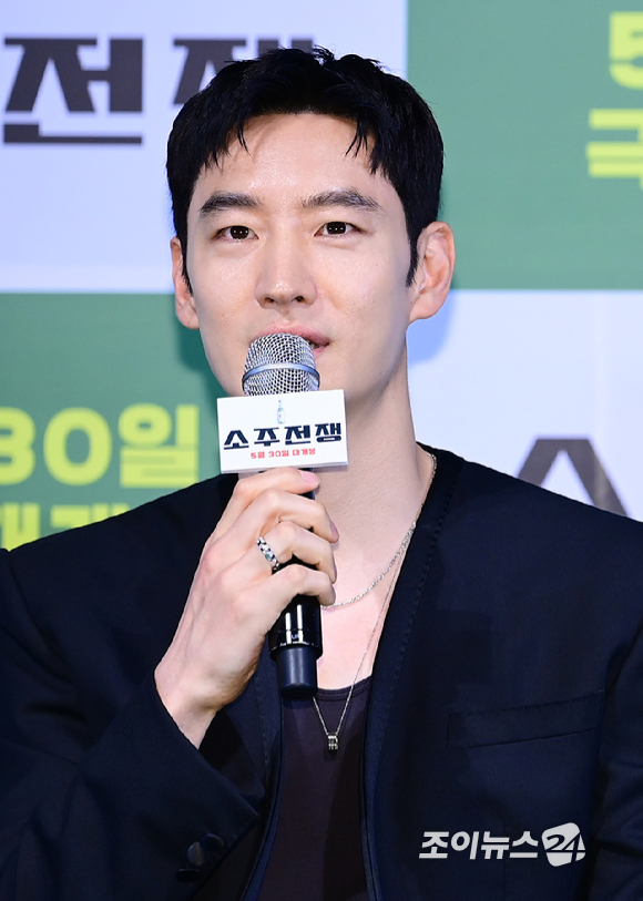 배우 바이런 만이 29일 오전 서울 용산구 용산 CGV에서 열린 영화 '소주전쟁' 언론시사회에 참석하고 있다. [사진=정소희 기자]