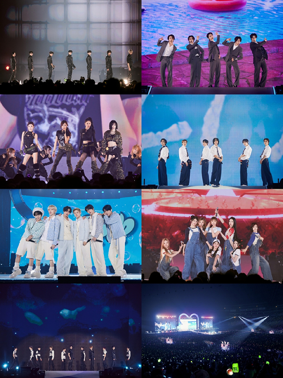 일본 후쿠오카 미즈호 페이페이 돔에서 열린 ‘SMTOWN LIVE 2025-26 in FUKUOKA’(에스엠타운 라이브 2025-26 인 후쿠오카에서 출연 가수들이 단체 기념 사진을 촬영하고 있다. [사진=SM엔터테인먼트]