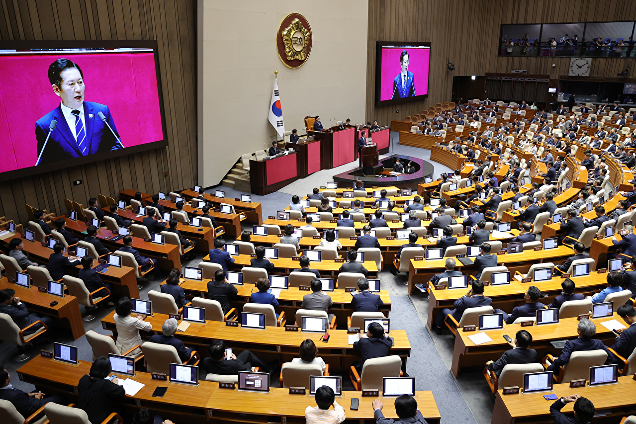 더불어민주당 정청래 대표가 9일 서울 여의도 국회에서 열린 본회의에서 교섭단체 대표연설을 하고 있다. 2025.9.9 [사진=연합뉴스]