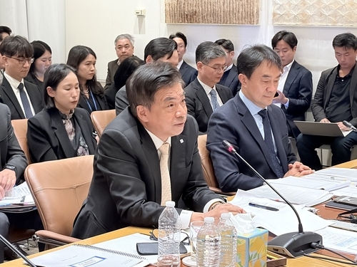 차지훈 주유엔 대사가 13일(현지시간) 미국 뉴욕 유엔 대표부에서 열린 국회 외교통일위원회 국정감사에서 발언하고 있다. [사진=연합뉴스]