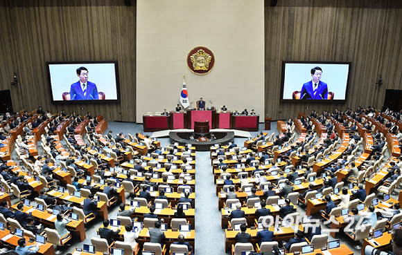 조정식 국회의장이 1일 서울 여의도 국회에서 열린 제439회 국회(정기회) 개회식에서 발언하고 있다. [사진=곽영래 기자]
